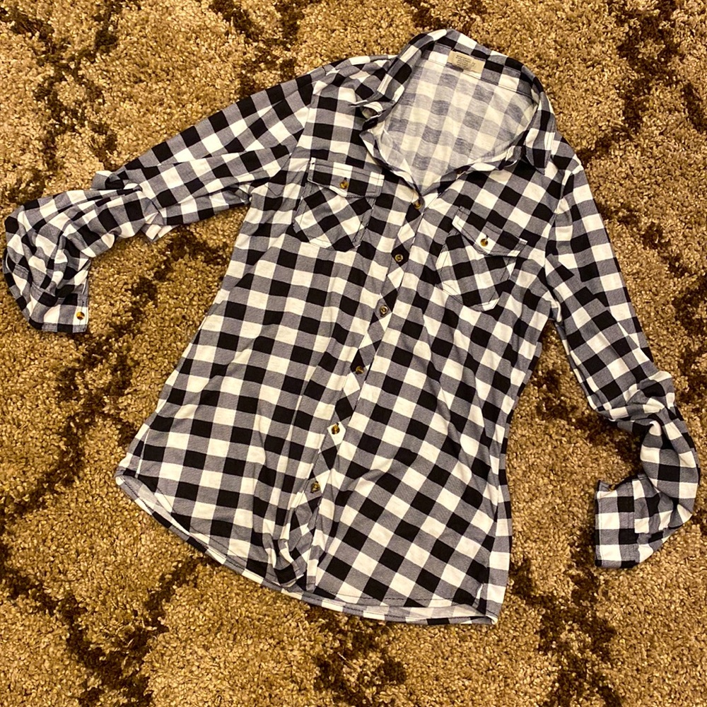 Plaid button down top
